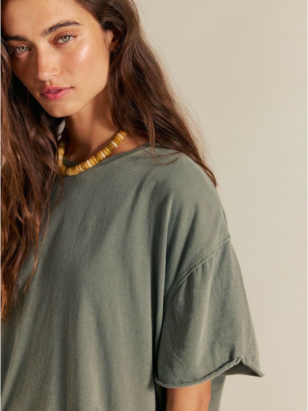 EUC We The Free Nina Short Sleeve Tee, Olive Leaves Green, Size Small - Picture 3 of 8